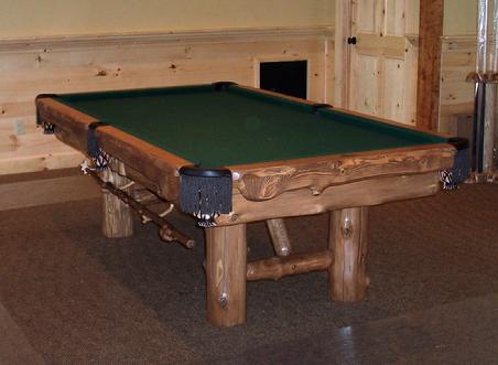 rustic log custom made pool table