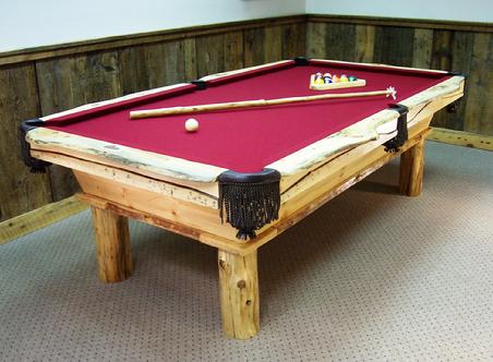 rustic log custom made pool table