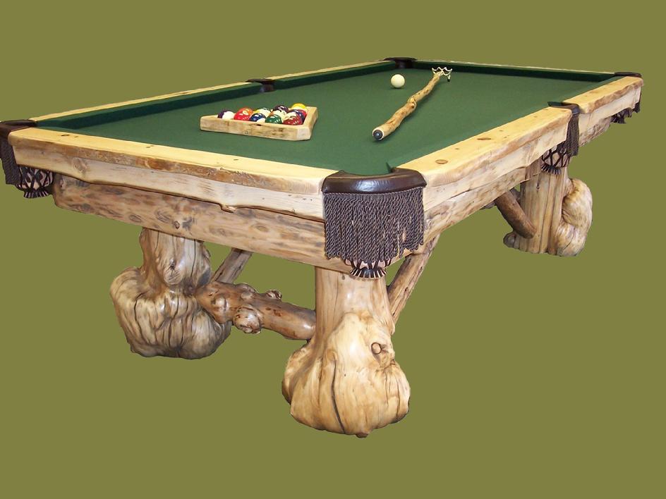 rustic log pool table