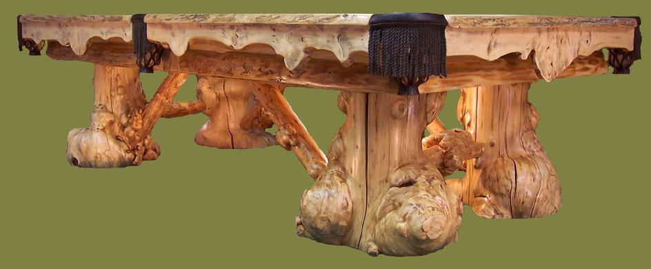 rustic log pool table