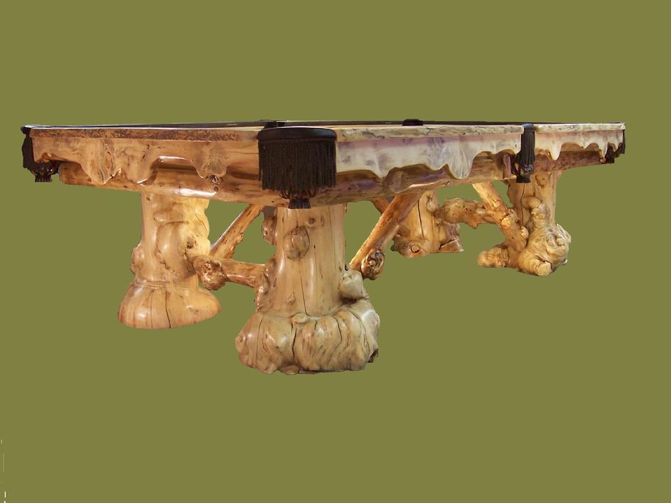 rustic log pool table