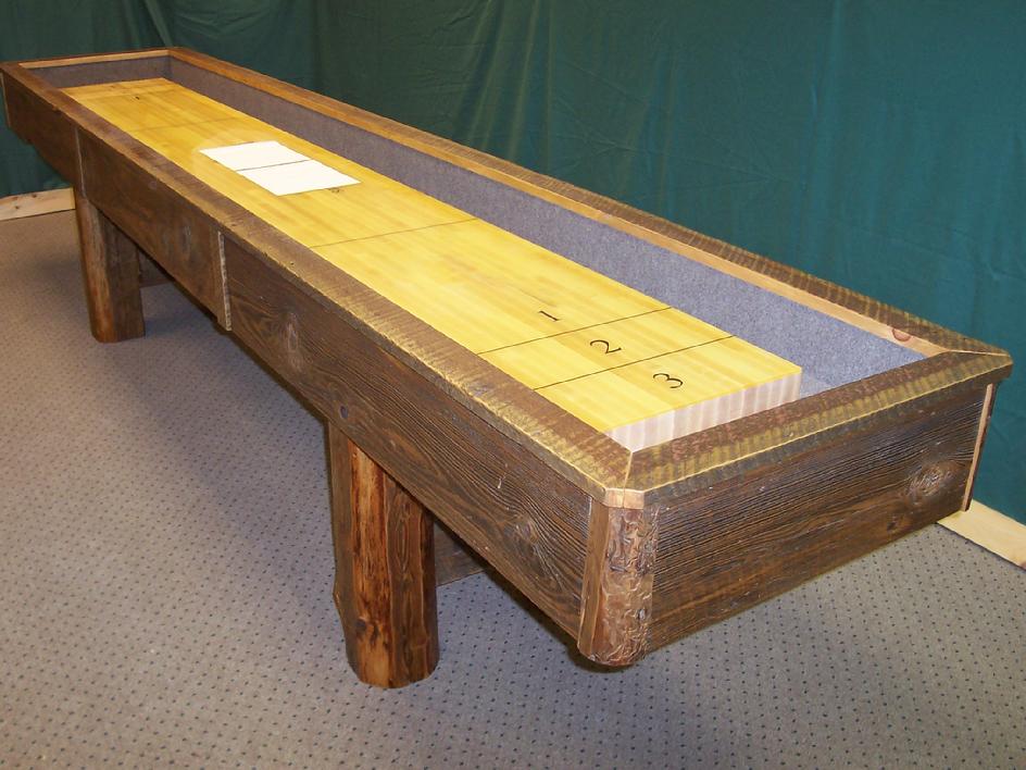 rustic log shuffleboard