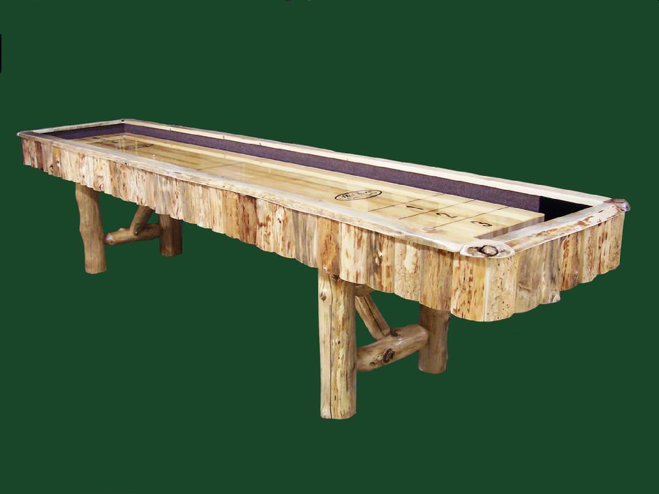 rustic log shuffleboard