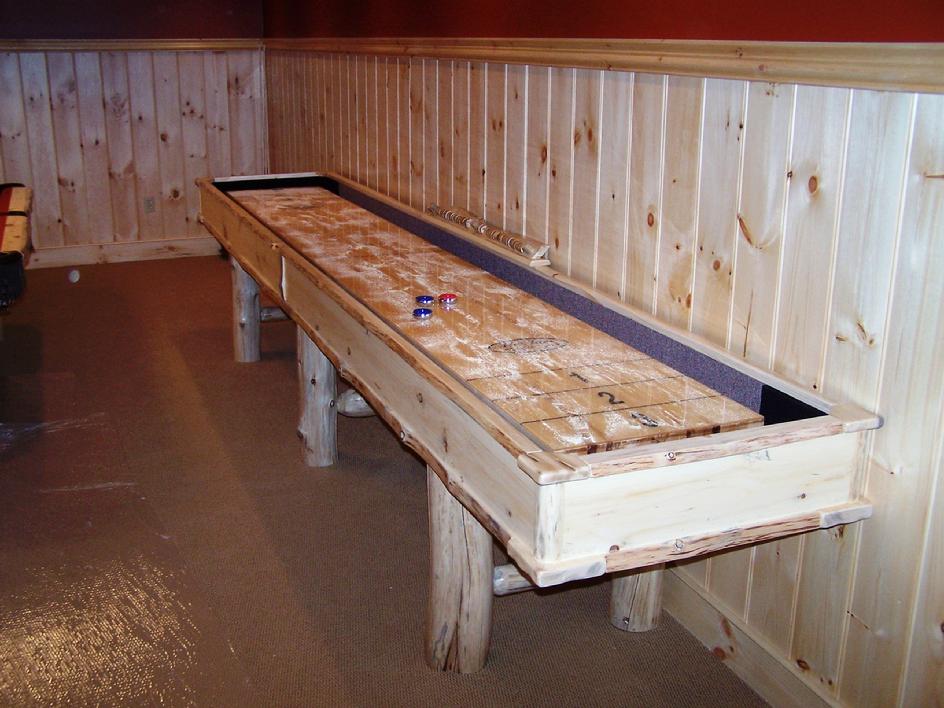 rustic log shuffleboard