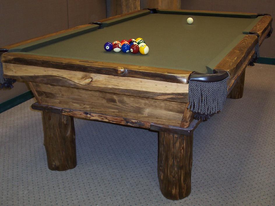 rustic log pool table