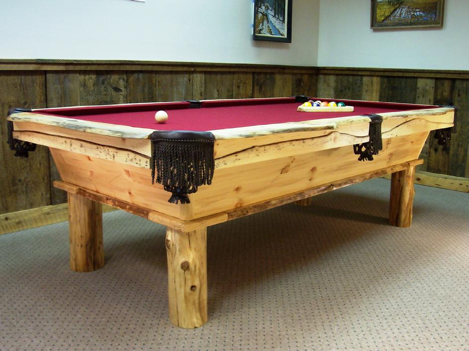 rustic log custom made pool table