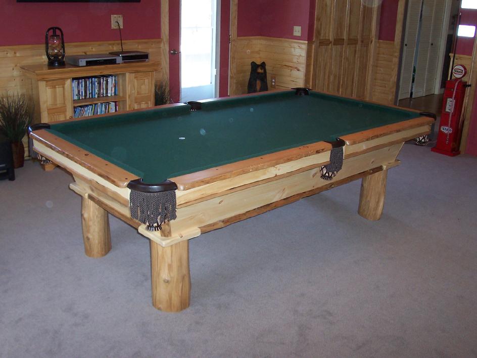 rustic log pool table