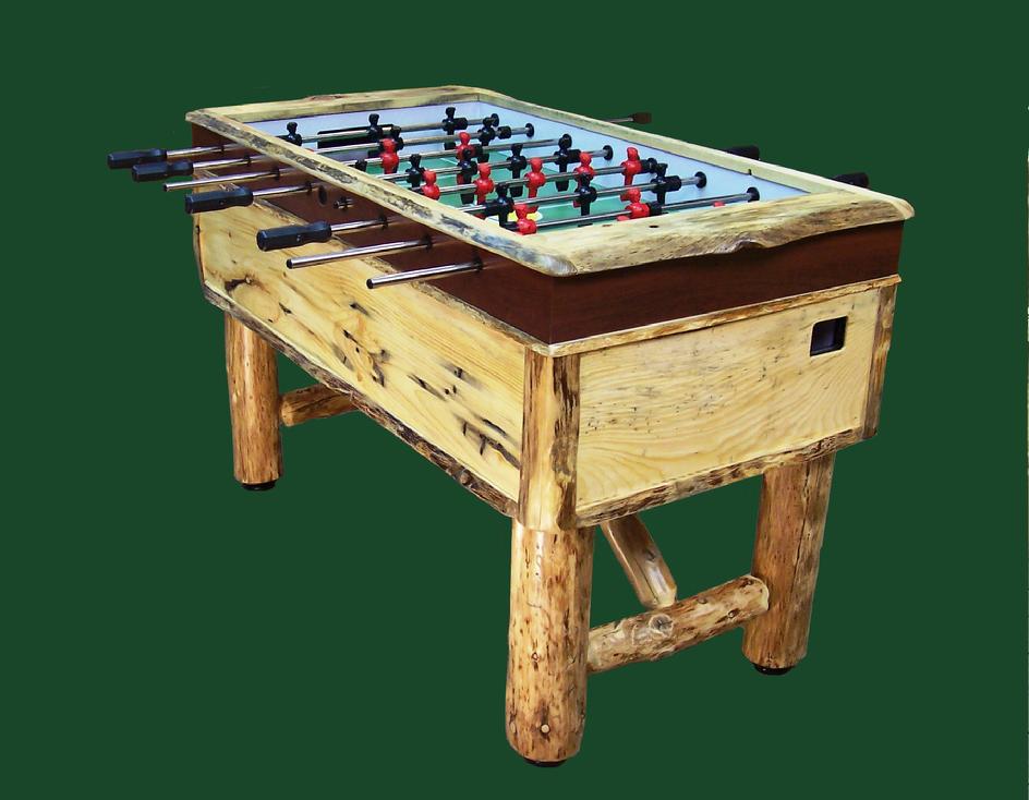 rustic log foosball
