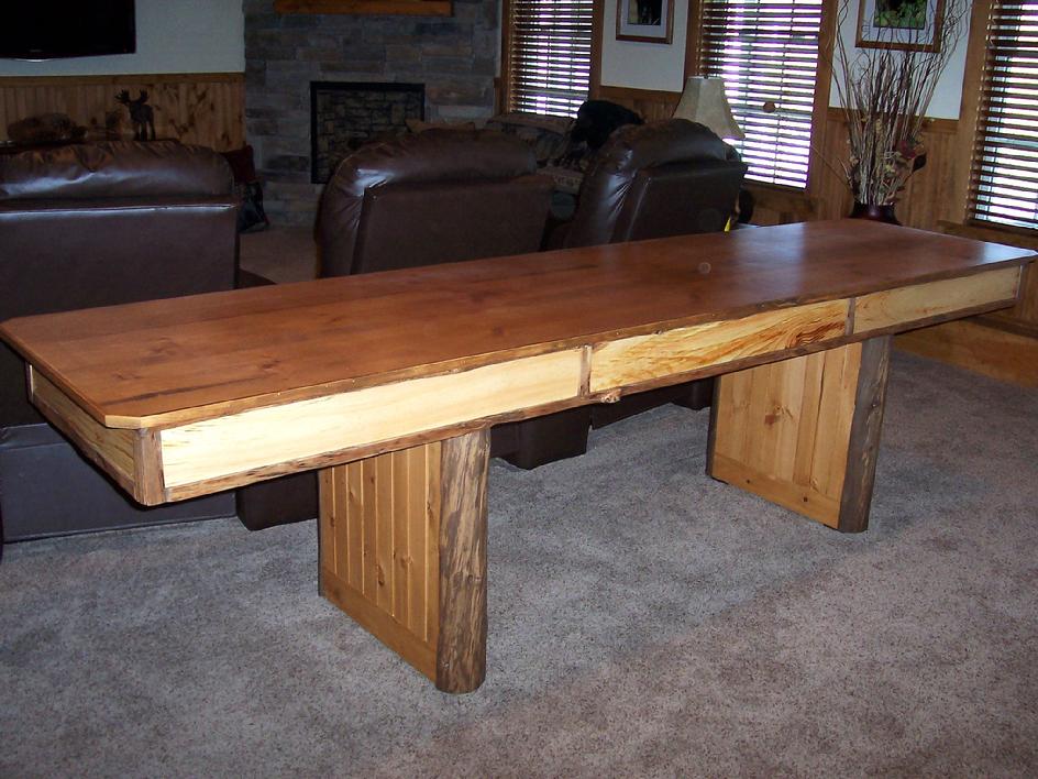 rustic log shuffleboard