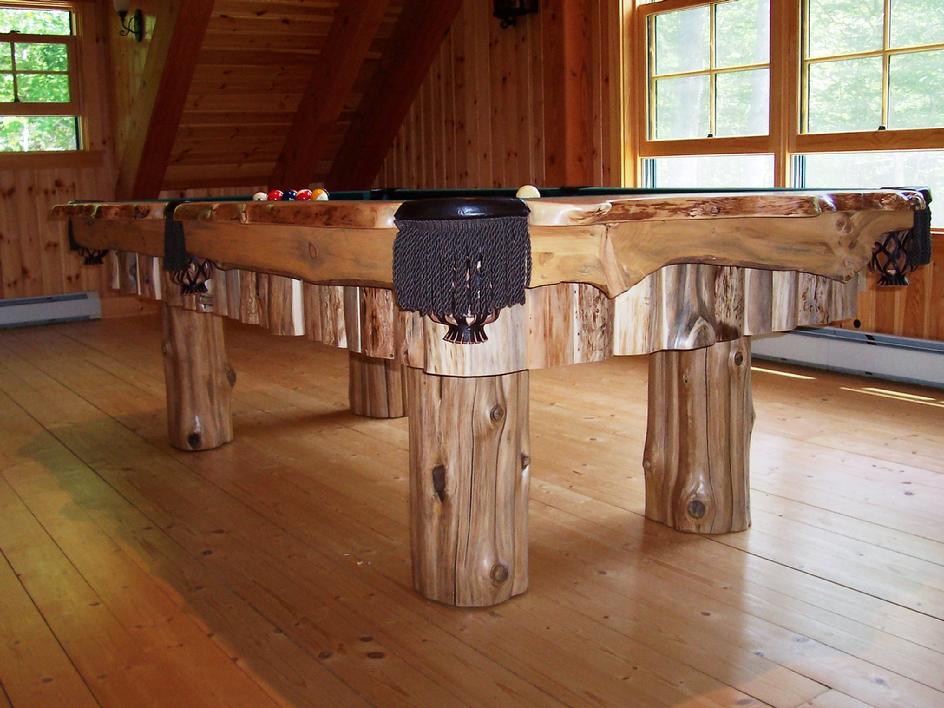 rustic log pool table