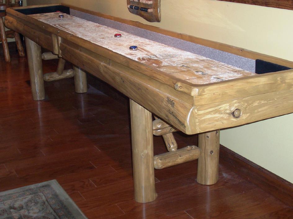 rustic log shuffleboard