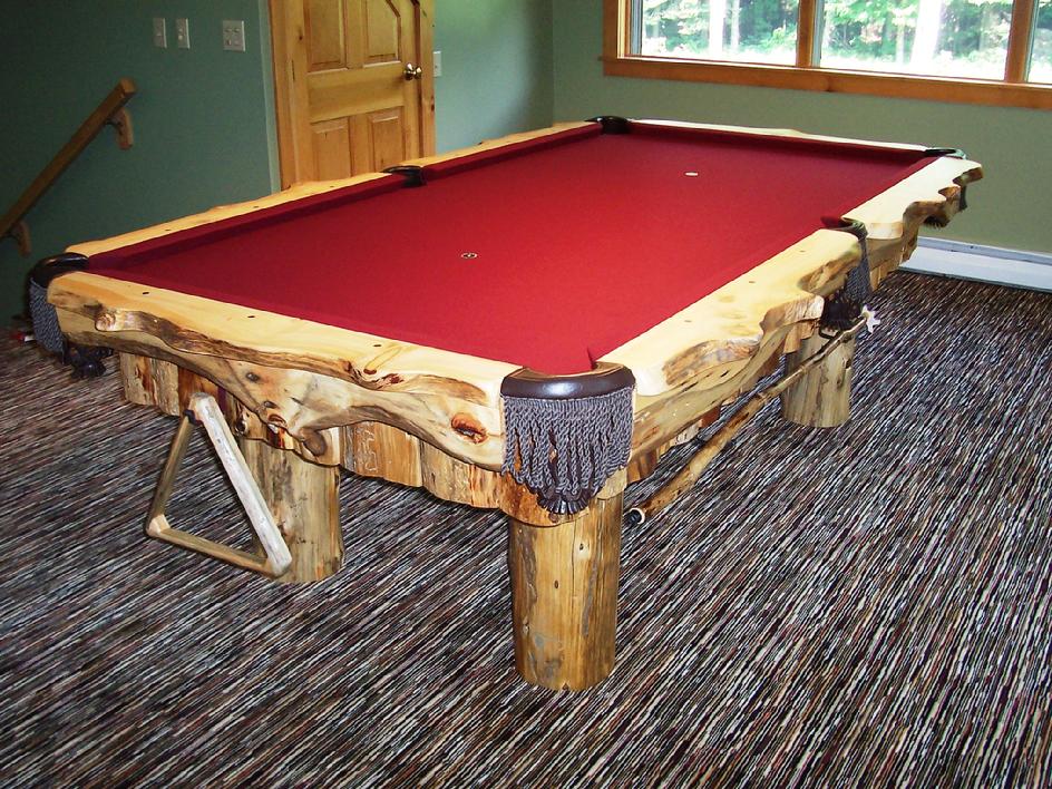 rustic log pool table