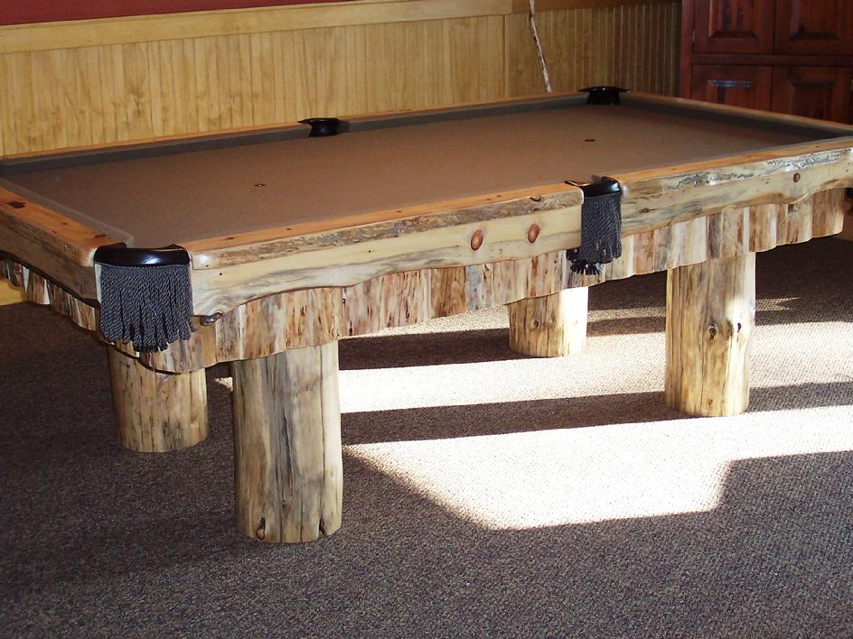 rustic log pool table